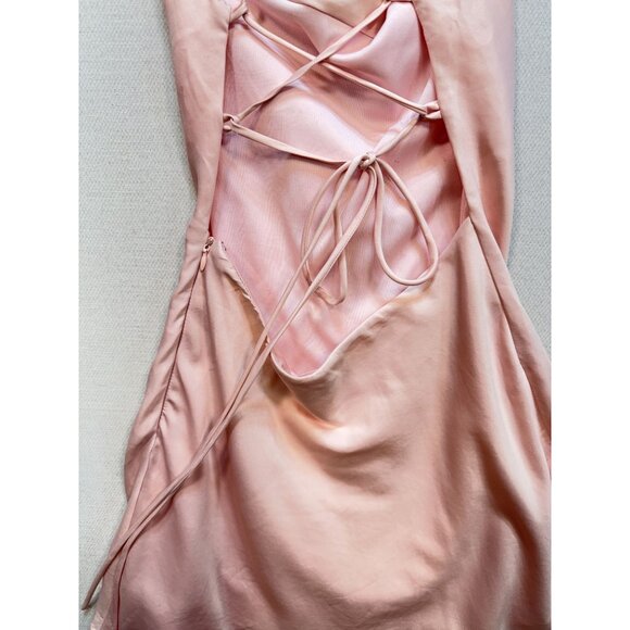 Princess Polly Womens Satin Strappy Mini Dress Size 6 Pink Sleeveless Party Chic - Picture 10 of 11